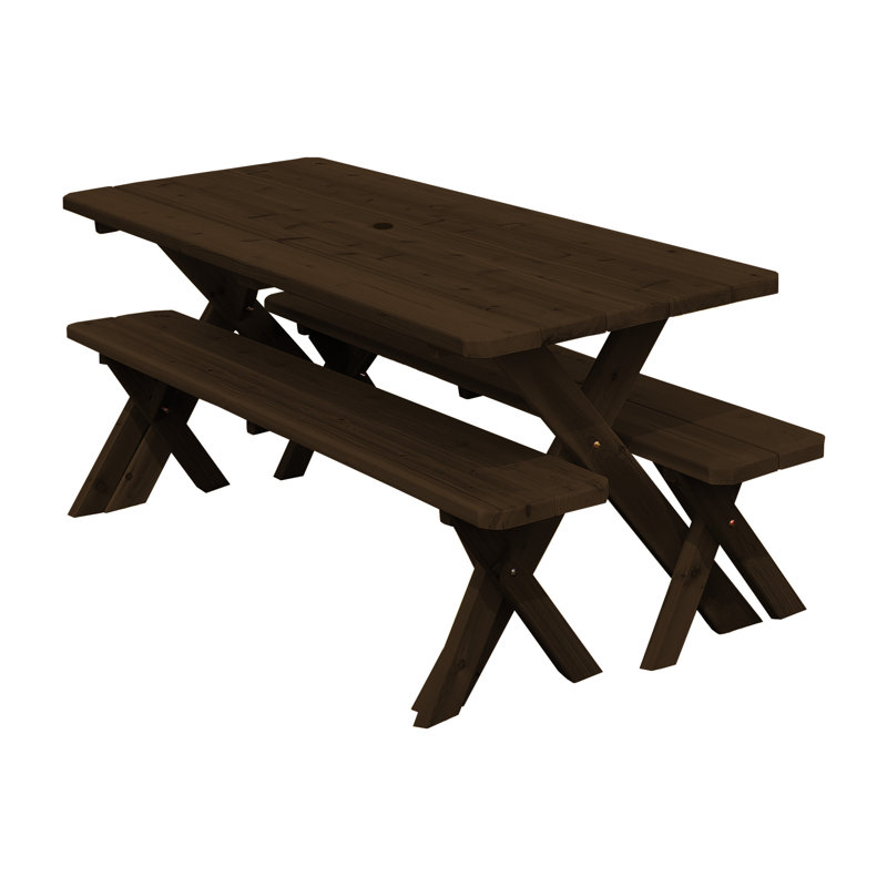 Table de pique-nique rectangulaire Guertin, Noyer, L 70 po x l 27 po x H 30 po