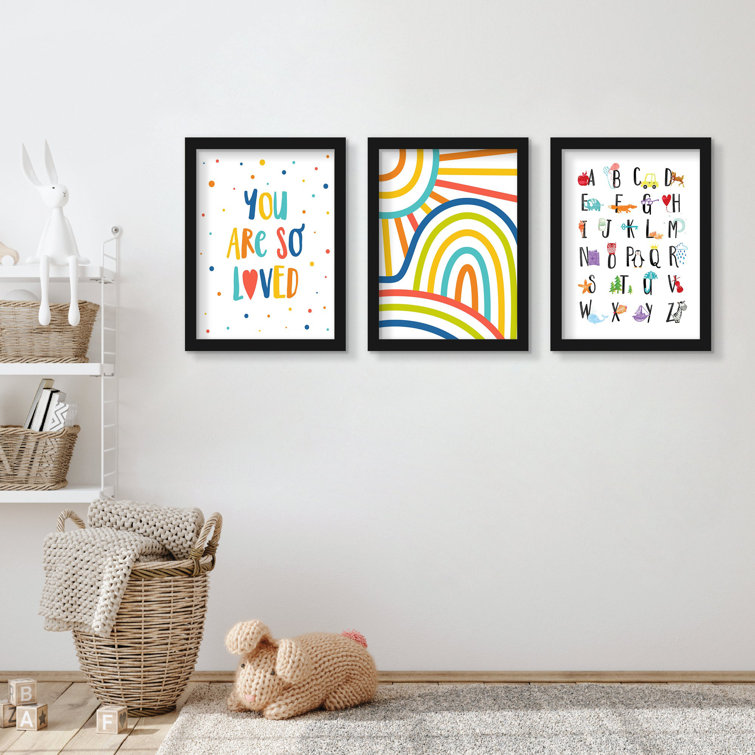 Americanflat 6 Piece White Framed Gallery Wall Art Set - Colorful Children's Art Set