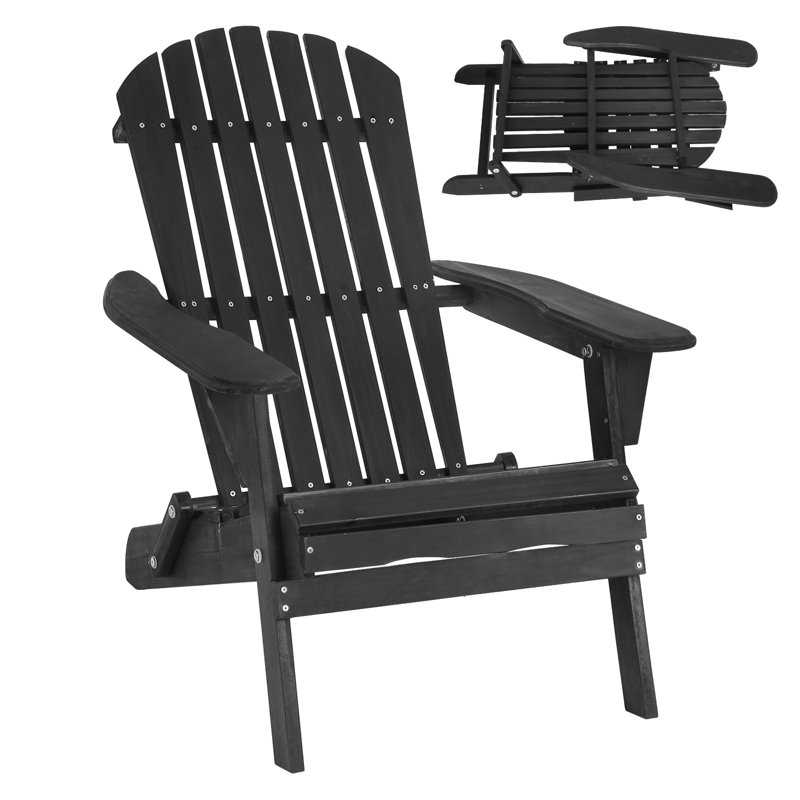 Chaise pliante Adirondack avec repose-pieds escamotable en bois massif, fauteuil de jardin, foyer d'extérieur résistant aux intempéries