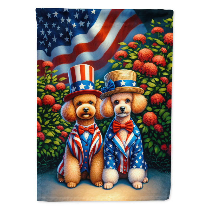 Drapeau «All American House», Étoile bleue / caniche à rayures rouges