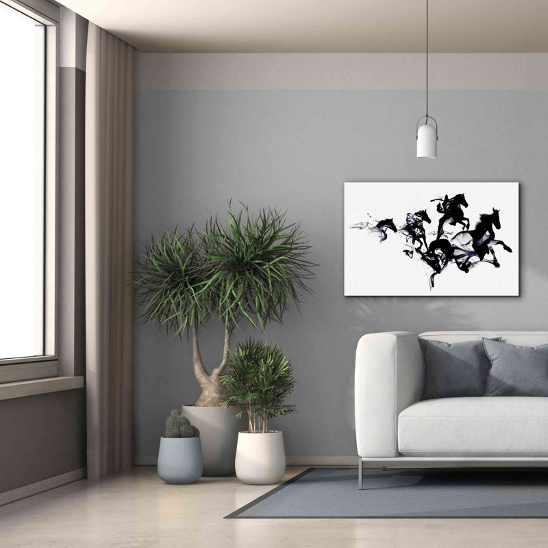 «Black Horses» par Robert Farkas, art mural sur toile, H 26 po x l 40 po x P 1,5 po