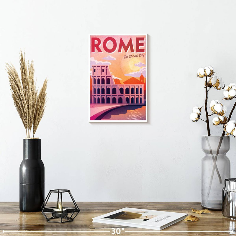 Affiche rétro de Rome, Rome, H 12 po x l 8 po