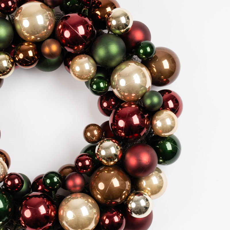 41cm Bauble Wreath, Green/Bronze