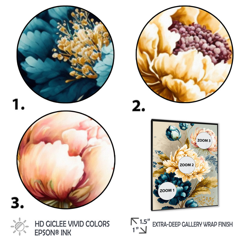 «Vibrant Multi-Color Floral Bunch II», impression sur toile, Cadre photo noir, H 20 po x l 12 po x P 1 po