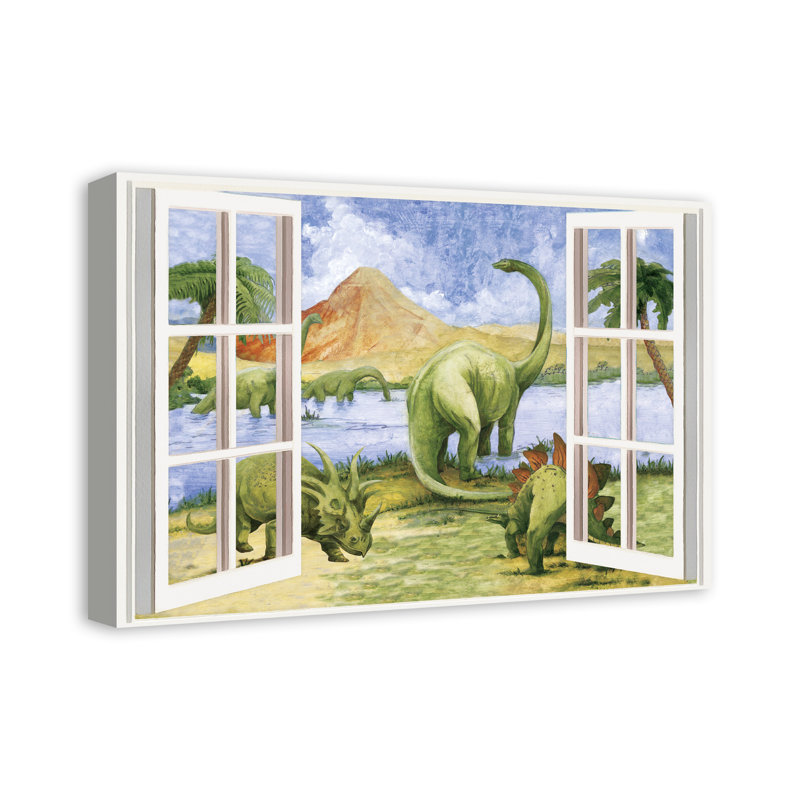 Art sur toile pour fenêtre dinosaure Mccasland, H 16 po x l 24 po x P 1,25 po