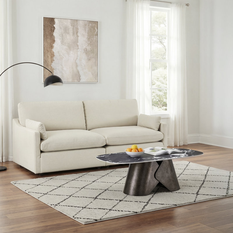 Stela Modern Oval Coffee Table with Ceramic Top