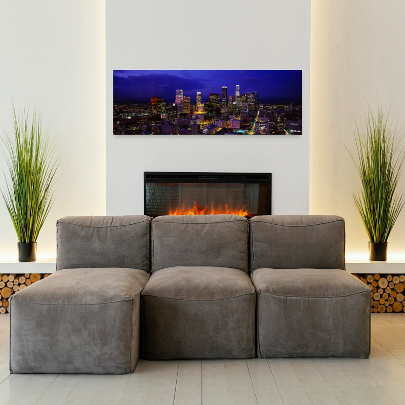 Skyscrapers Lit Up At Night City Of Los Angeles California USA by Blakeway Worldwide - Wrapped Canvas Panoramic Print