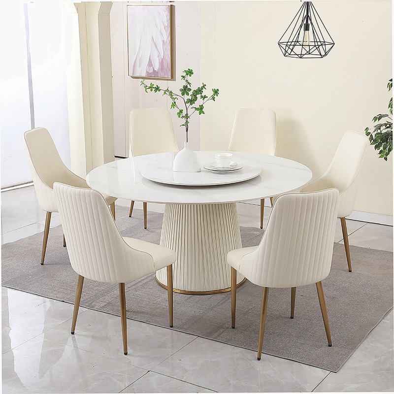 Ensemble de table de salle à manger 5 pièces, table de salle à manger avec base piédestal, 4 chaises