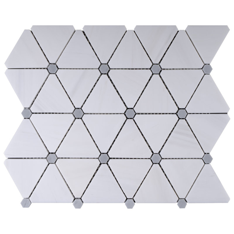 Natural 12.01 in. x 11.74 in. Geometric Polished Marble Mosaic Tile