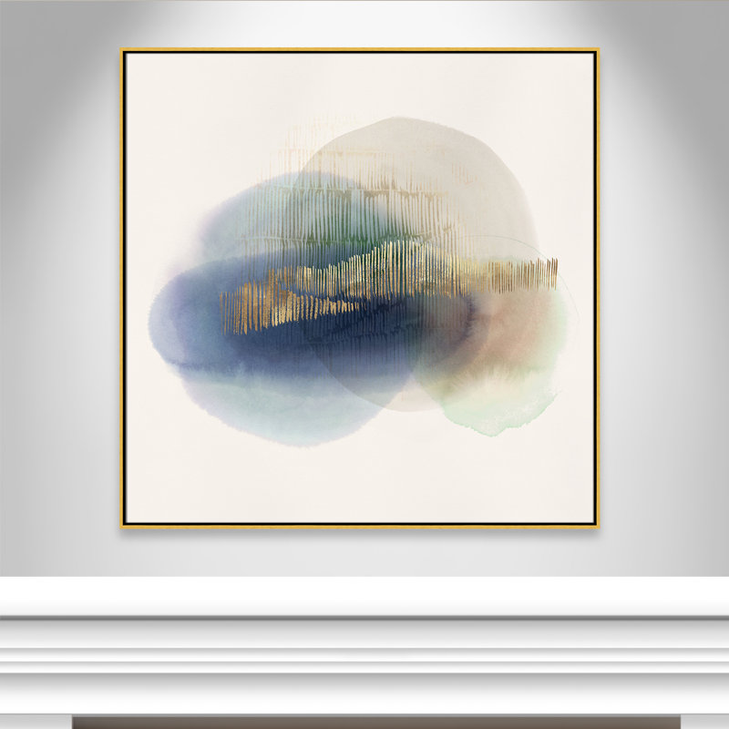 «Translucent Blue I Print» par Casa Fine Arts, H 46,5 po x l 46,5 po x P 2 po, Toile avec cadre flottant or, Pas de tapis