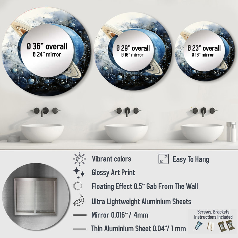 Décoration murale Sapphire Saturn Cosmic Wonder II - Notre système solaire rond_MTMIR117620, 23 po x 23 po