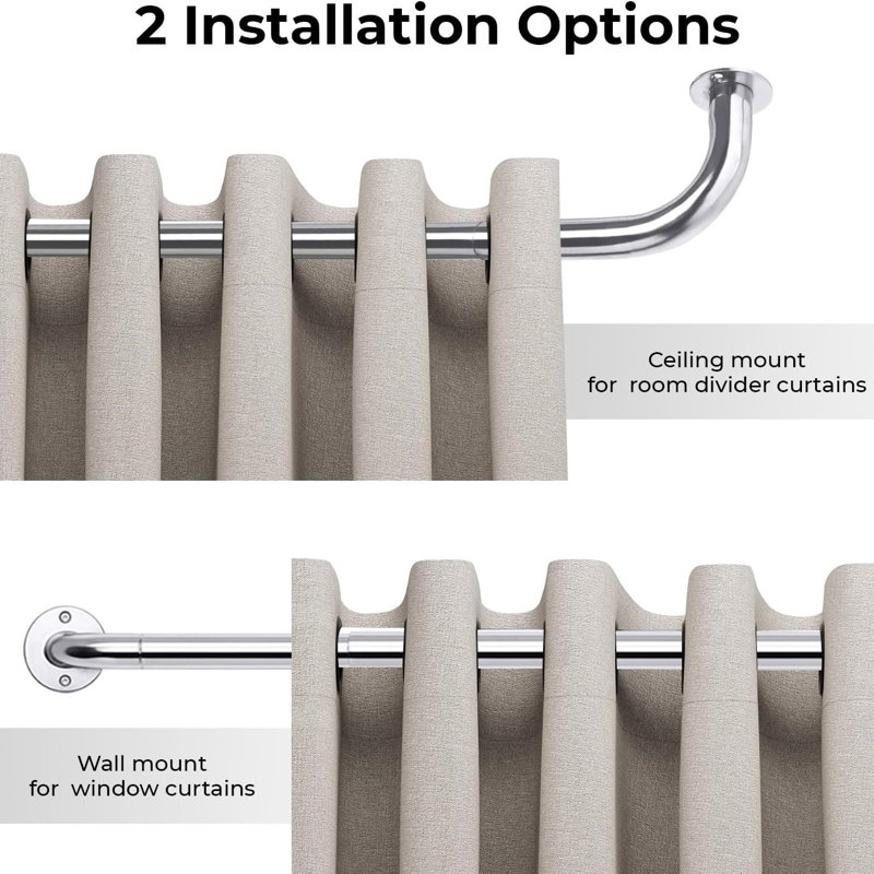 Aspire Homeware Adjustable Blackout Curtain Rod With Hardware Accessories, 120cm – 210cm, Chrome