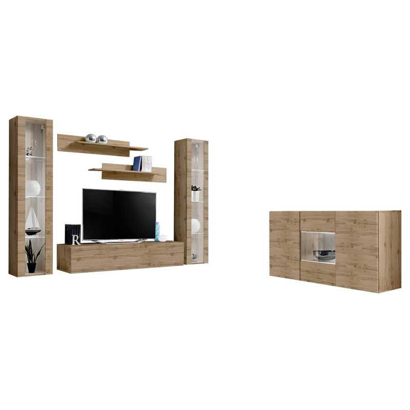 Achna 75.5" Modern Floating Wall Mounted Entertainment Center with 16-Color LED Lighting, High Gloss Finish, Wall-Mounted