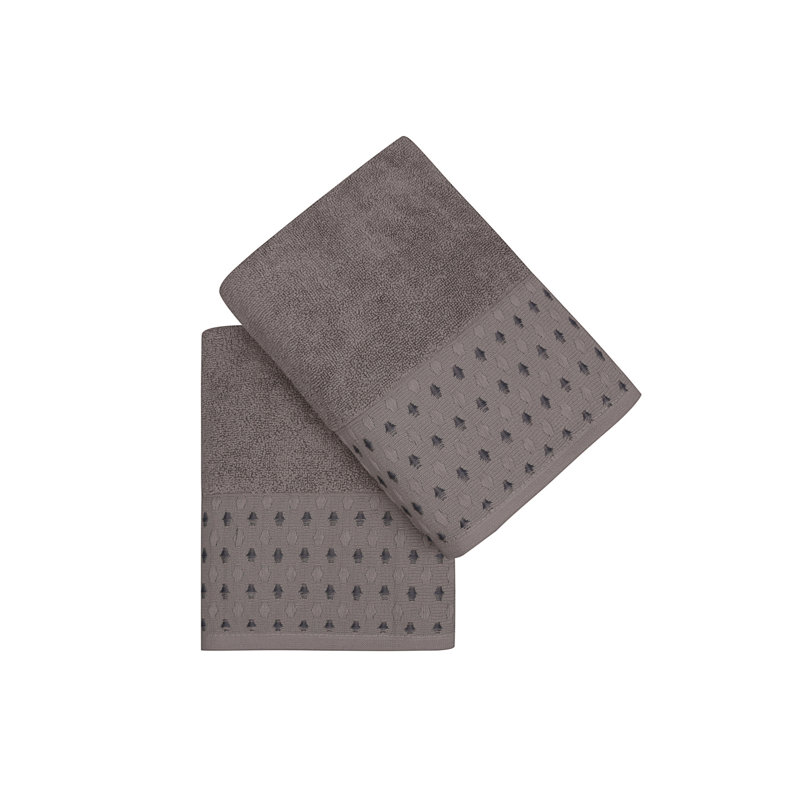 Ensemble de 2 essuie-mains 2 pièces 100% coton, Gris clair
