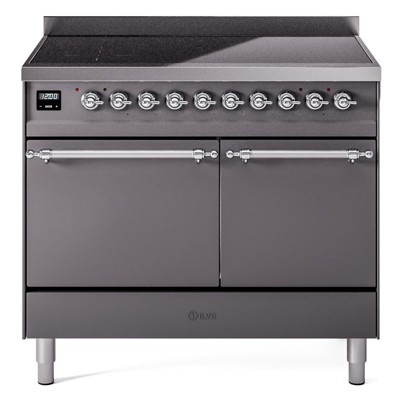 ILVE Nostalgie II Series 40 inch Induction Range with 6 Induction Elements (Solid Door), Graphite Matte/Chrome