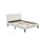 Ensemble de chambre à coucher grand lit 3 pièces - Lit capitonné à boutons - Tête de lit tapissier en tissu de velours blanc lin et table de chevet au fini crème au beurre brossé-2109871683-1983907105-2109871684