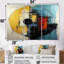 Ensemble d'illustrations murales ancêtres déco rétro bleu rouge - formes abstraites-186975670-186975666