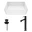 Lavabo de salle de bain vasque rectangulaire en pierre blanche matte avec robinet H 11 po Marigold