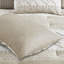 Édredon 3 pièces double / grand. Tissu en coton chenille. Imprimé taupe. Intérieur. 2 taies décoratives assorties. . Charmante chambre à coucher rehaussant les caractéristiques d'un lit double / grand lit. Capitonnage. Conception mise à jour. Et blanc. . Lavable-116011914-116011915
