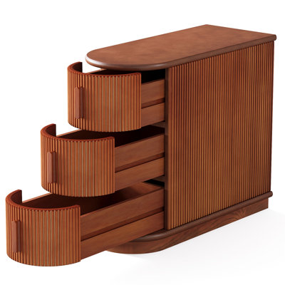10.8” Walnut Solid Wood 3-Drawer End Table – Fully Assembled Narrow Nightstand