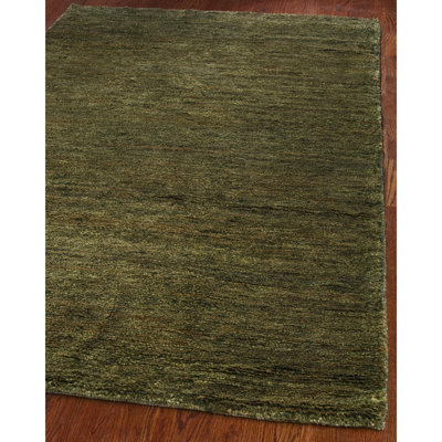 Tapis vert en jute / sisal / coton noué à la main Ferrera
