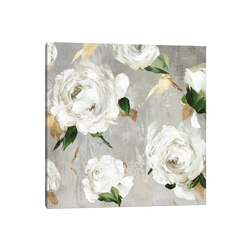 White Peony Garden by Asia Jensen - Wrapped Canvas Painting, 93.98 cm H x 93.98 cm W x 1.91 cm D
