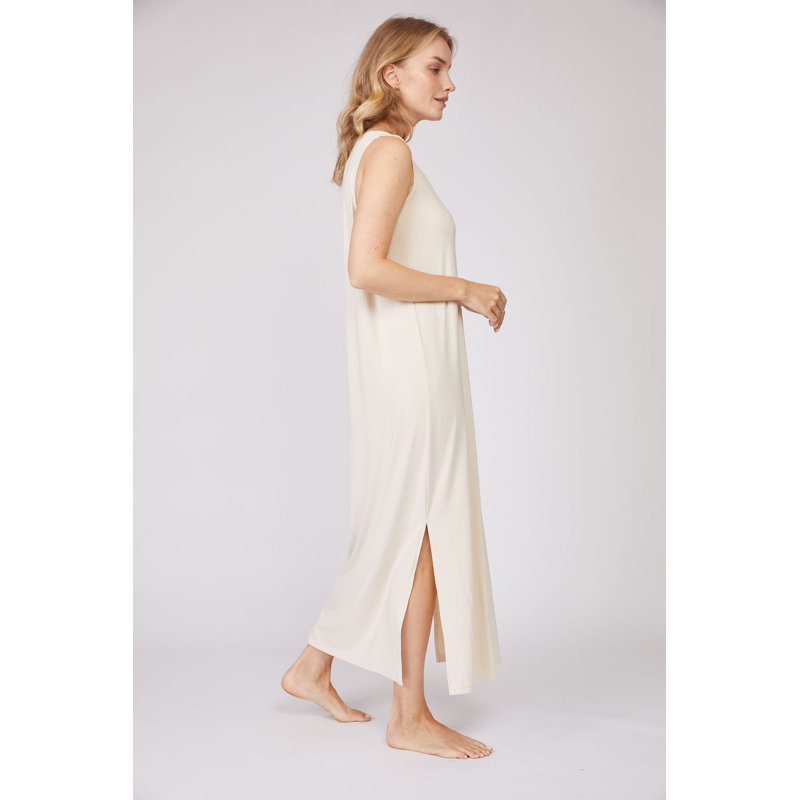 Robe drapée sans manches pour femme, S, Nuage et ivoire