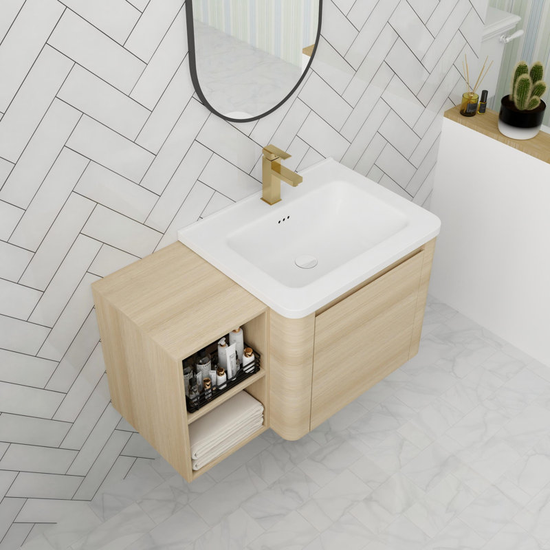 Meuble-lavabo 36 po avec lavabo en céramique, 36", Beige