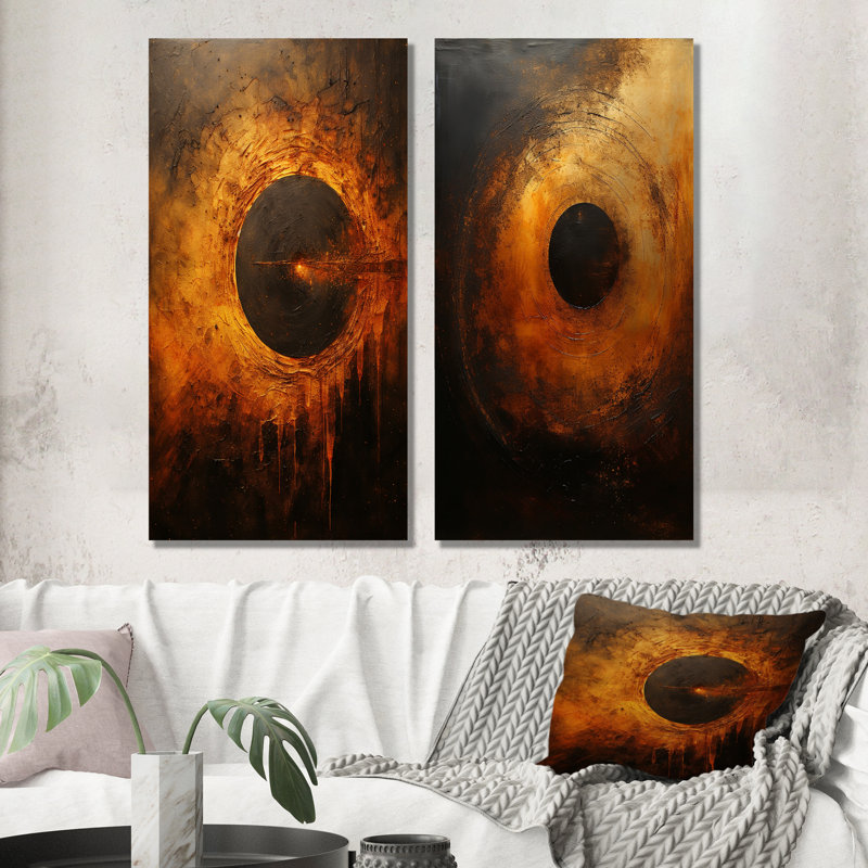 Bronze Blackhole Solar System - Ensemble de 2 impressions sur toile système solaire, H 28 po x l 25 po, Toile tendue