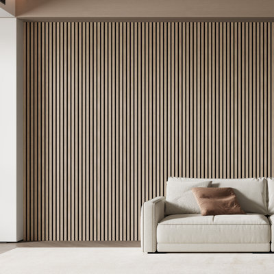 2pcs x 106" x 20.5" 3D Acoustic Slat Wall Panels for Interior Wall Décor Walnut Wall Slat(2 Pack/30.20 sq.ft)