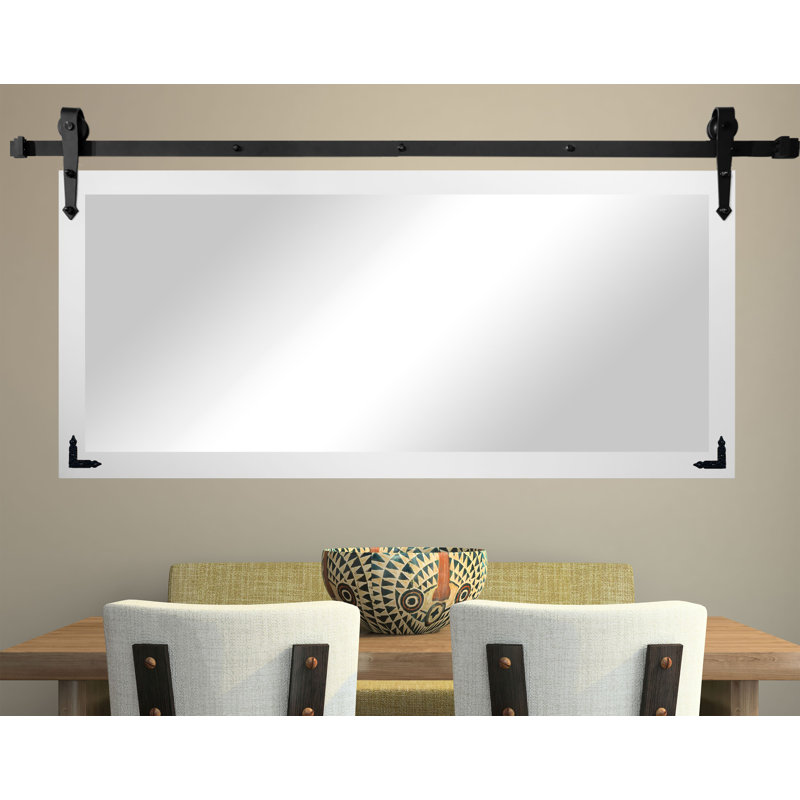 Neace Flat Wall Mirror, 31.5" H x 71" W, White