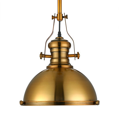 1 - Light Dome Metal Pole Pendant Light with Frosted Diffuser