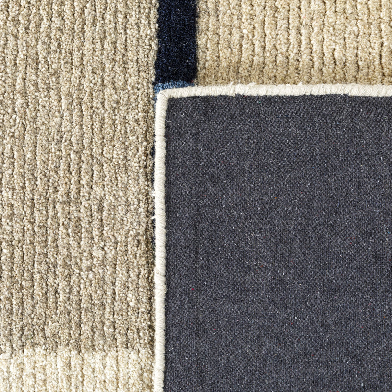 Rectangle Geometric Hand Tufted Wool Area Rug in Natural/Ivory, Rectange 7'6" x 9'6"