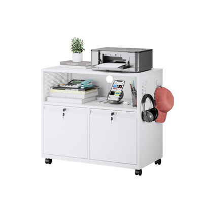 32'' Wide 2 -Drawer Mobile Steel File Cabinet
