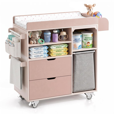 Rolling Solid Wood Baby Changing Table