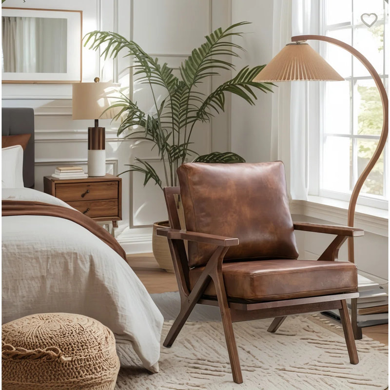 Chaise d'appoint Salma, Similicuir brun