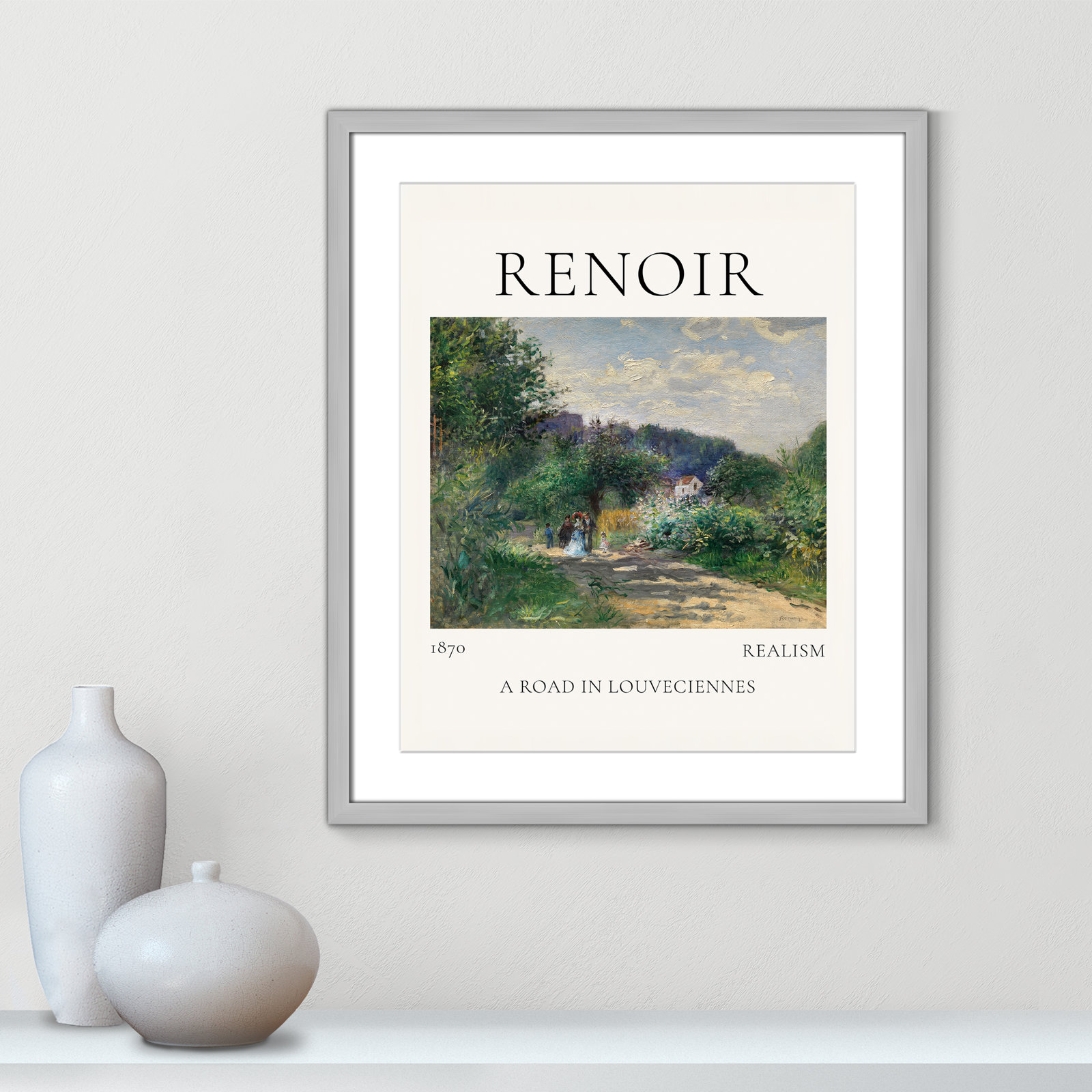 Rocchetto "A Road in Louveciennes" Print, Silver Single Picture Frame, Yes, 25.5" H x 21.5" W x 1.25" D