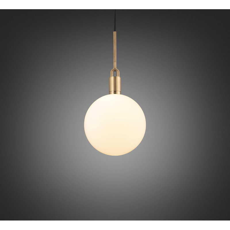Luminaire suspendu fourche / globe / grand, Laiton, Opale