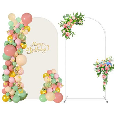Arche de mariage arquée 6,6 pi avec couvercle - arche de fond floral en métal pour anniversaire, mariage, décoration de fête (comprend 1 arche + 1 housse, 3,3 pi de largeur)