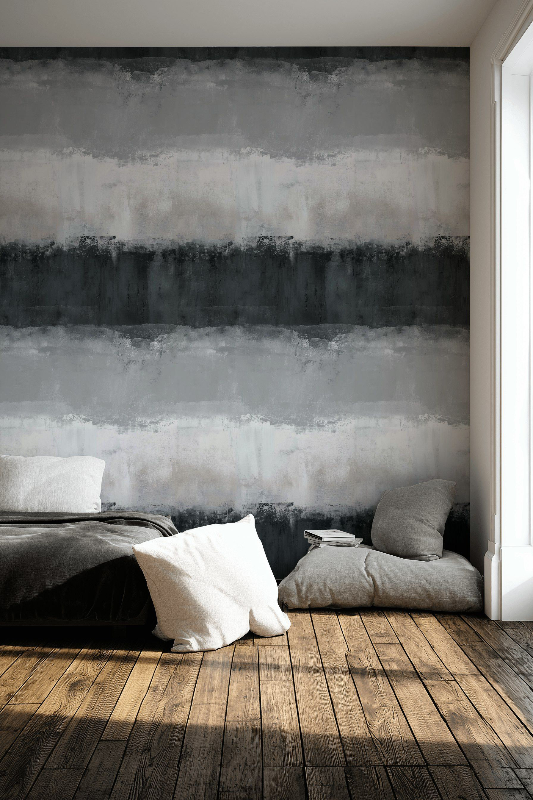 Lark Manor Abstract Grey Wallpaper Textured Peel And Stick Modern Wall ...