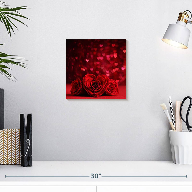 Roses et cœurs rouges Lelend, H 10 po x l 10 po