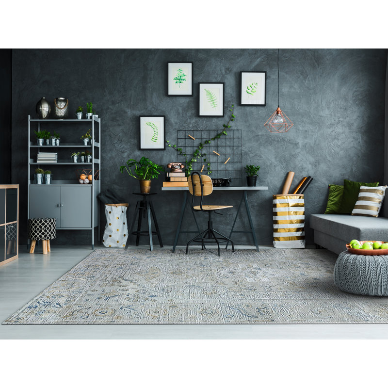Highpoint 1062-185 Crème / beige / bleu, Rectangle 5 pi 2 po x 7 pi