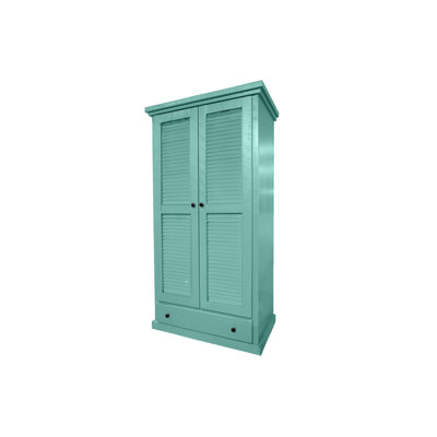 Farmhouse Extra Wide Solid Wood Armoire Wardrobe with shutter doors by Canora Grey