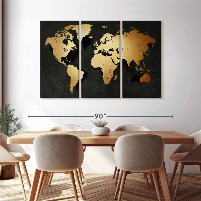 «Gold Map», reproduction sur toile, H 74 po x l 48 po x P 1,25 po