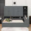 Wooden Daybed Featuring Three Drawers, All-In-One Storage Unit, Desk, And Shelving-26168498-26168497
