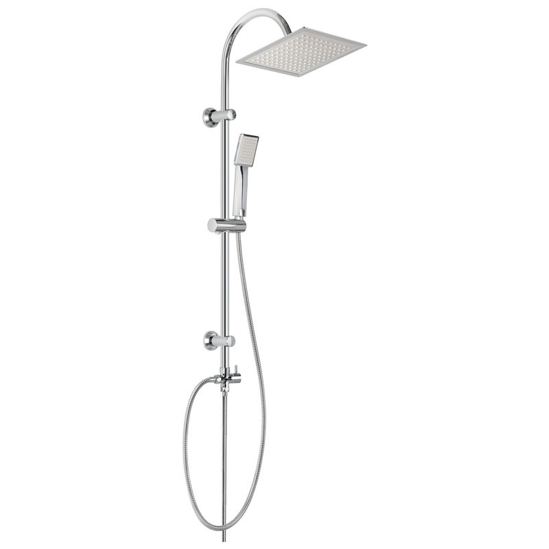 Chrome Plated Stainless Steel Shower Bathroom Set Column With Square Rainfall