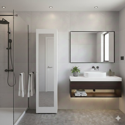 Grande armoire autoportante en lin avec porte simple, un miroir et 4 tablettes de rangement horizontales Home