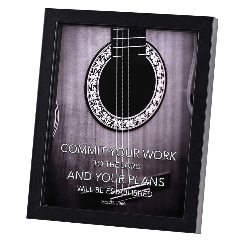 Framed Art Guitar Commit Your Work 8x10