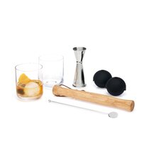 Viski Travel Bartender Kit 6pc Set  Drink Mixers for Cocktails Gift  Essentials: Classic Cobbler Shaker, Hawthorne Strainer, Bottle Opener,  Jigger, Barspoon, Muddler & Canvas Carry Bag