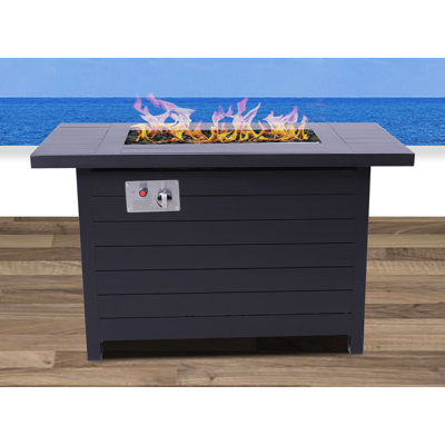 Table de foyer d'extérieur en aluminium avec couvercle H 25 po x l 42 po Oyer